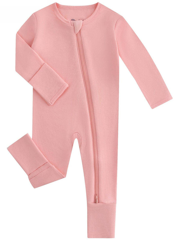 PoshTOT Peach Bamboo Baby Convertible Zippy Romper: 6-9M
