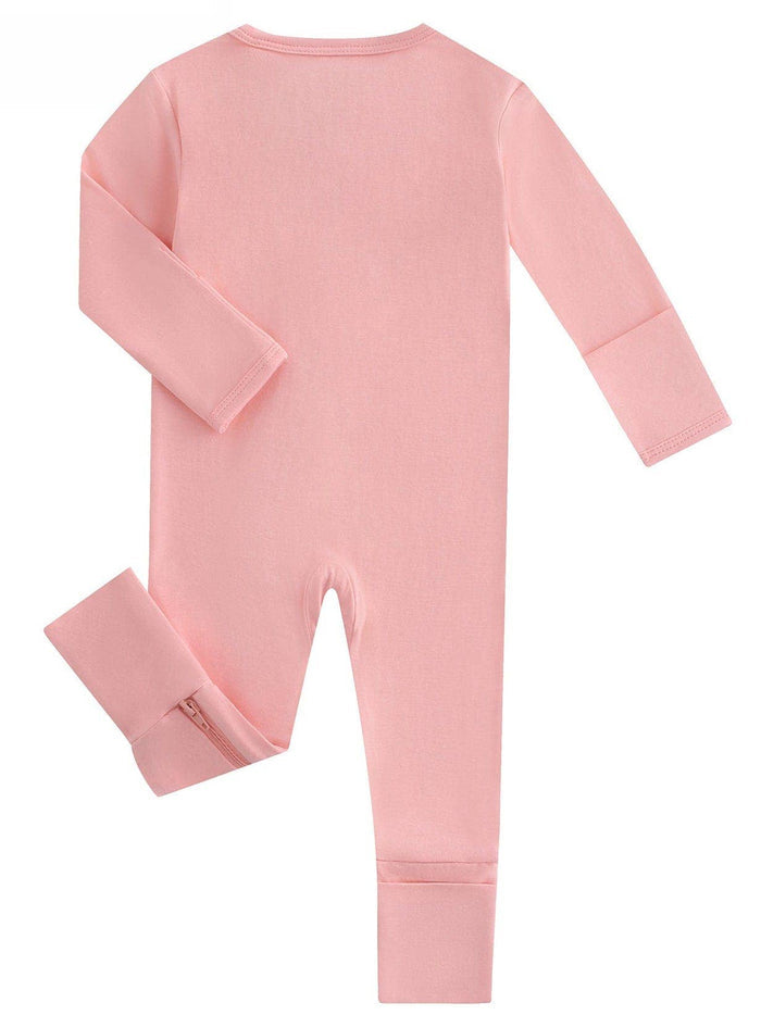 PoshTOT Peach Bamboo Baby Convertible Zippy Romper: 9-12M