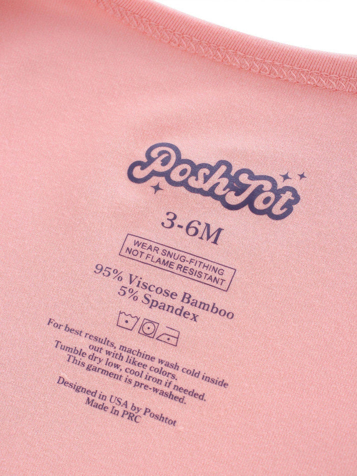 PoshTOT Peach Bamboo Baby Convertible Zippy Romper: 9-12M