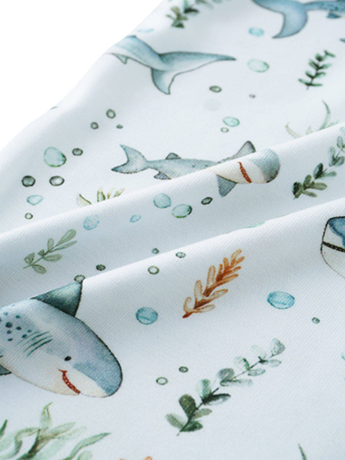 PoshTOT Shark Bamboo Baby Convertible Zippy Romper: 12-18M
