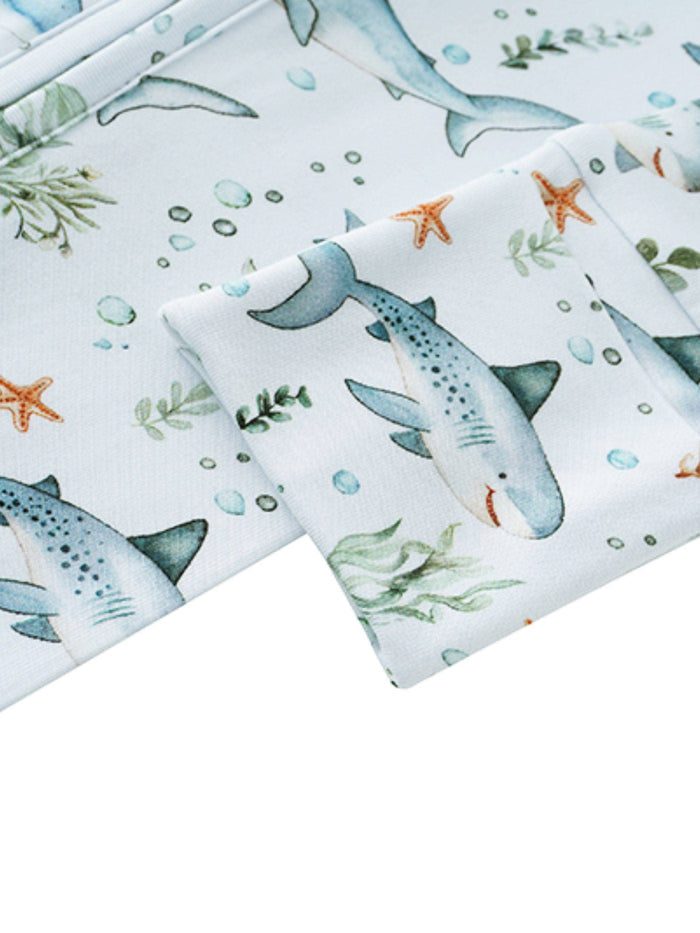 PoshTOT Shark Bamboo Baby Convertible Zippy Romper: 18-24M