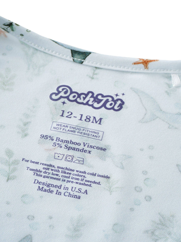 PoshTOT Shark Bamboo Baby Convertible Zippy Romper: 18-24M