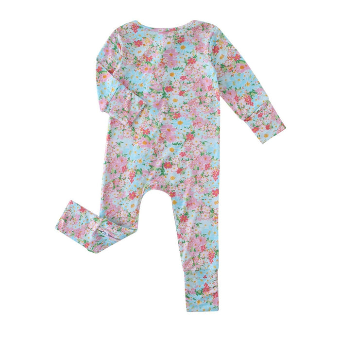 PoshTOT Spring Floral Bamboo Baby Convertible Zippy Romper: 6-9M