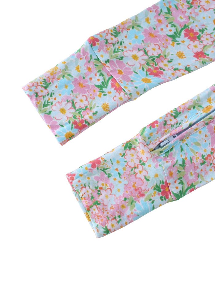 PoshTOT Spring Floral Bamboo Baby Convertible Zippy Romper: 6-9M