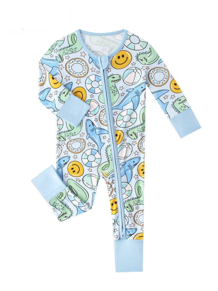 PoshTOT Summer Bamboo Baby Convertible Zippy Romper: 12-18M