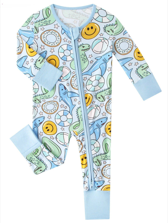 PoshTOT Summer Bamboo Baby Convertible Zippy Romper: 12-18M