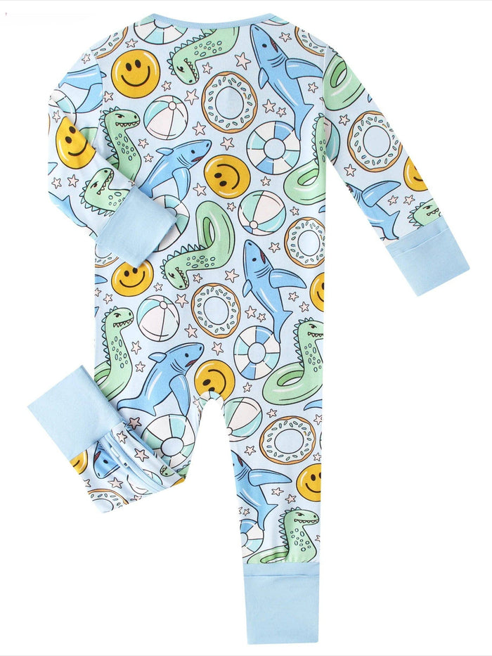 PoshTOT Summer Bamboo Baby Convertible Zippy Romper: 12-18M
