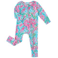 PoshTOT Summer Floral Bamboo Baby Convertible Zippy Romper: 0-3M