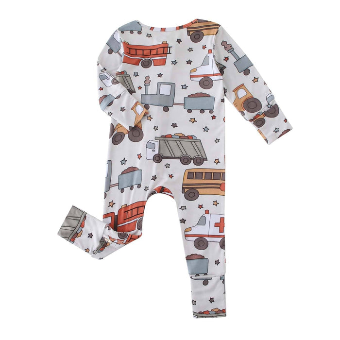 PoshTOT Vehicles Bamboo Baby Convertible Zippy Romper: 0-3M NWT