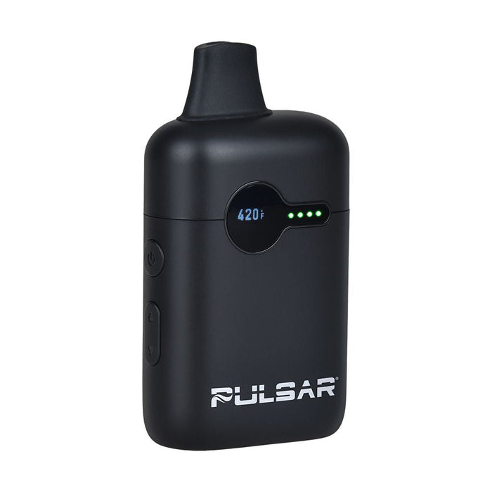 Black Pulsar vaping device on a white background