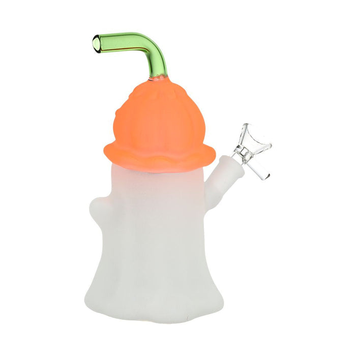 Pumpkin Head Ghost Glow In The Dark Glass Water Pipe - 7.25"