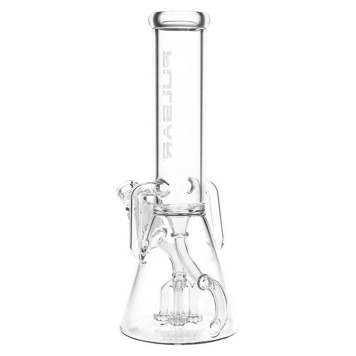 Quad-Arm Mini Circ Perc Recycler Beaker Glass Bong - 12"