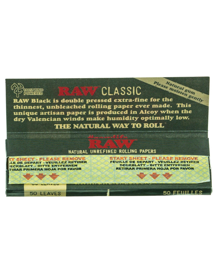 RAW Black Natural Rolling Papers (2 Sizes) RAW