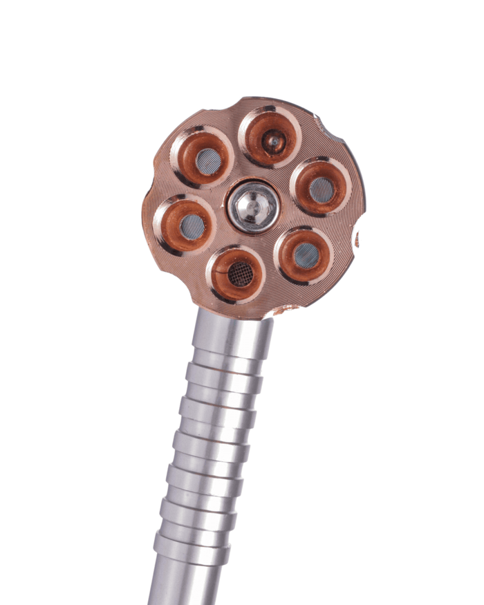 Revolver 6 Chamber Metal Pipe and Grinder worldofbongs