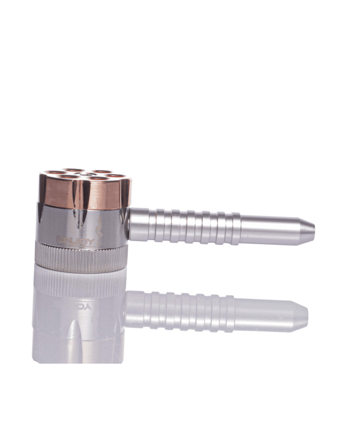 Revolver 6 Chamber Metal Pipe and Grinder worldofbongs