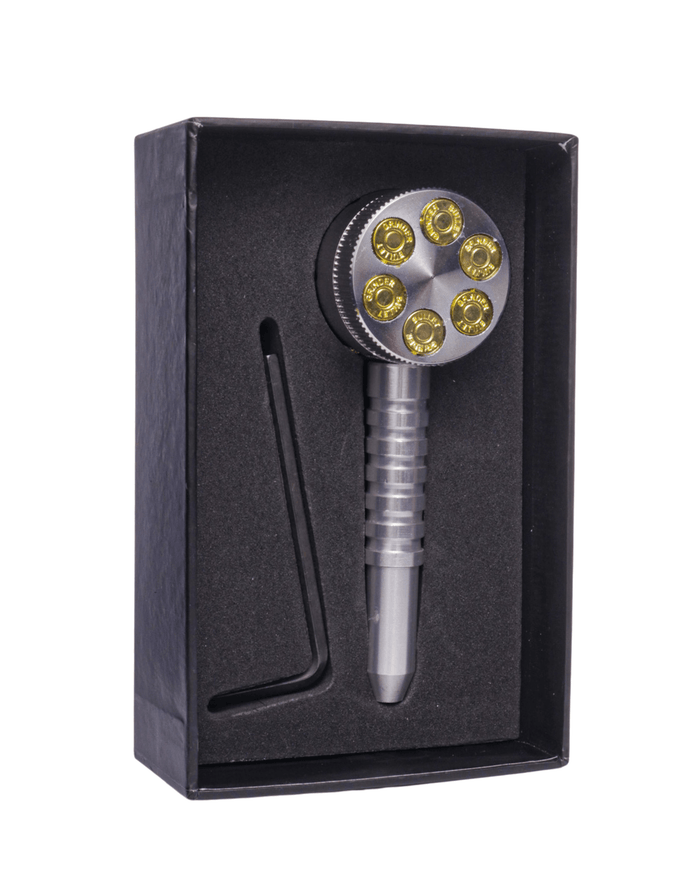 Revolver 6 Chamber Metal Pipe and Grinder worldofbongs