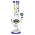 Glass Bongs device with Saturn solar system design on a white background
