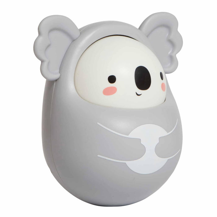 A gray koala-shaped toy with a white face, black eyes and nose, pink cheeks, shown on a plain white background.