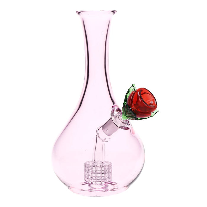 Rose in Vase Glass Water Pipe - 7"