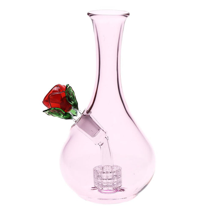 Rose in Vase Glass Water Pipe - 7"