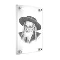 Satmar Rebbe Gadol sketch portrait in black and white, mounted on acrylic wall art panel, 16x20 size.