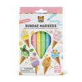 Tiger Tribe Scented Sundae Markers in a retail package, featuring pastel-colored markers visible through a die-cut ice cream cone shaped window on the front of the box. Shown on a plain white background.