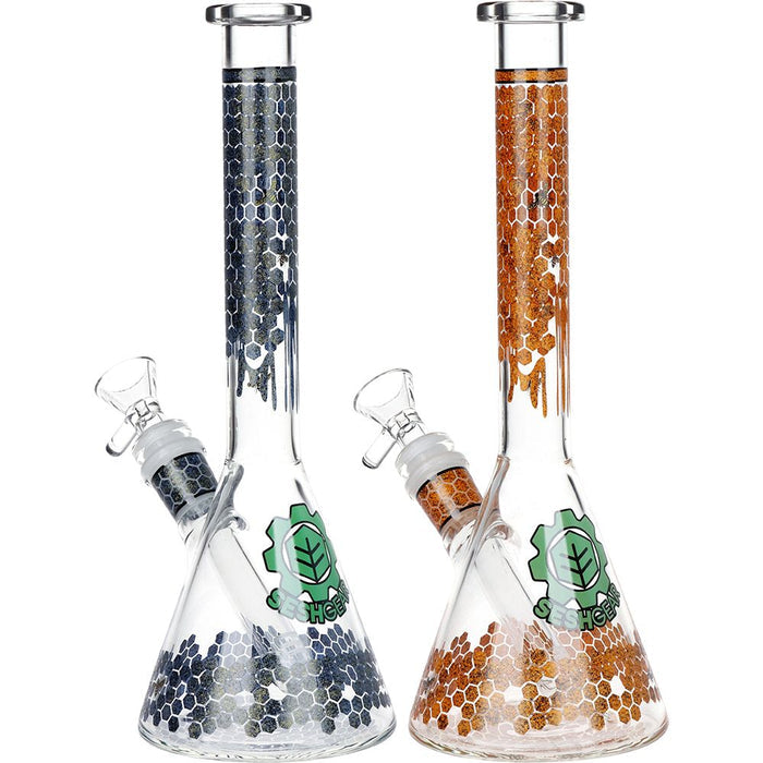 SeshGear Honeycomb Beaker Glass Water Pipe - 9.75"