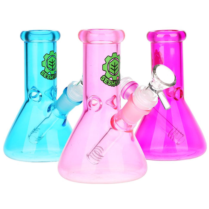 Shorty Beaker Color Glass Bong - 5.75"