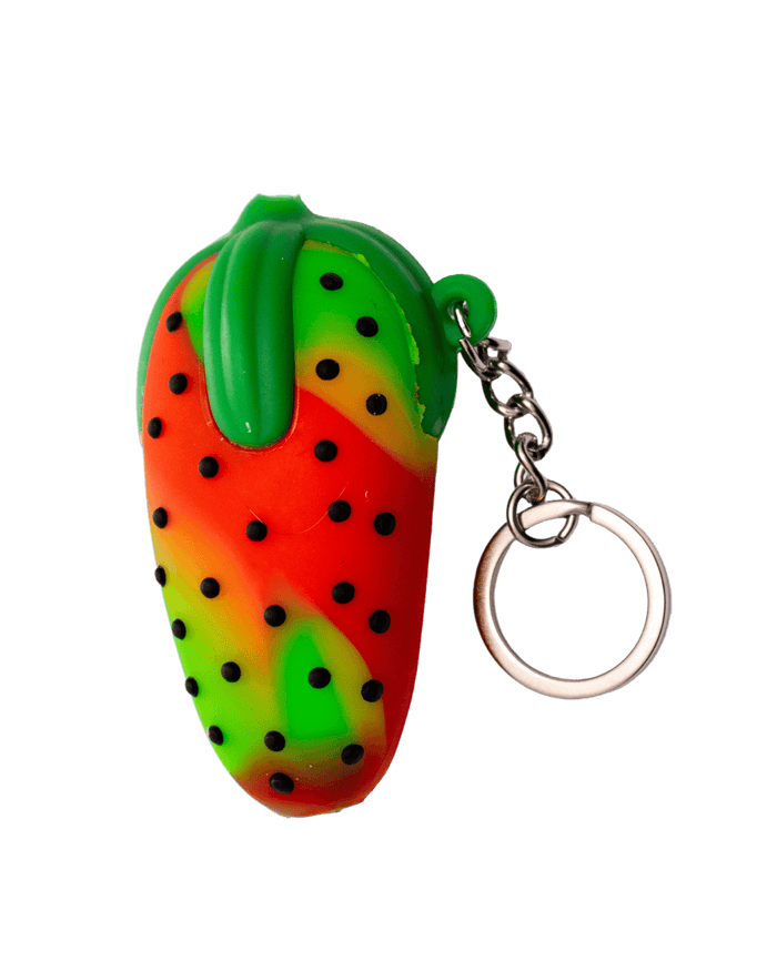 Silicone Strawberry Keychain Hand Pipe WorldofBongs