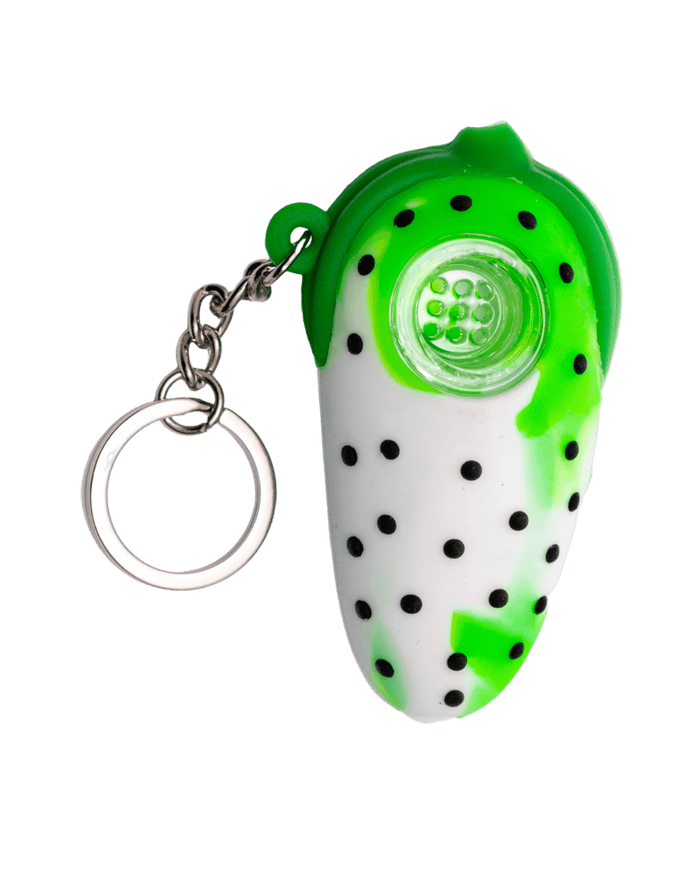 Silicone Strawberry Keychain Hand Pipe WorldofBongs