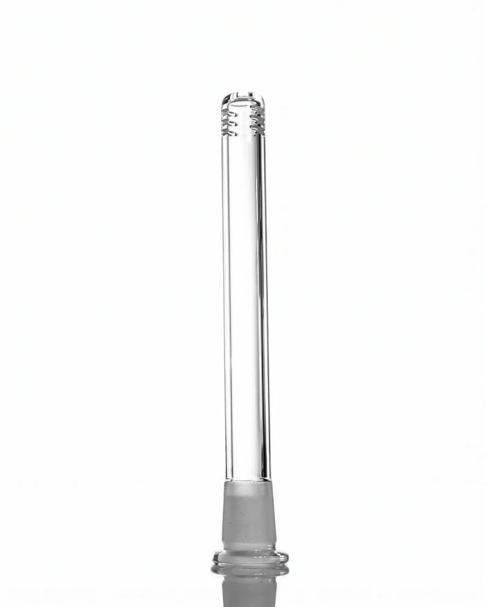 Clear Glass Downstem for water pipes and bongs on a white background