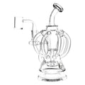 Clear glass Perc Dab Rig pipe on a white background