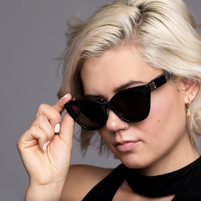 Smoking Shades Blaze - Cateye Matte Black Frame - Black Lenses Smoking Shades