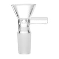 Clear glass 14mm male bowl for water pipe on a white background