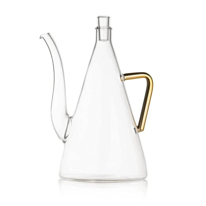 The Glass Oil Jug with its gold handle and long pouring spout, for filling the menorah, from the Suspended Chanukah Set