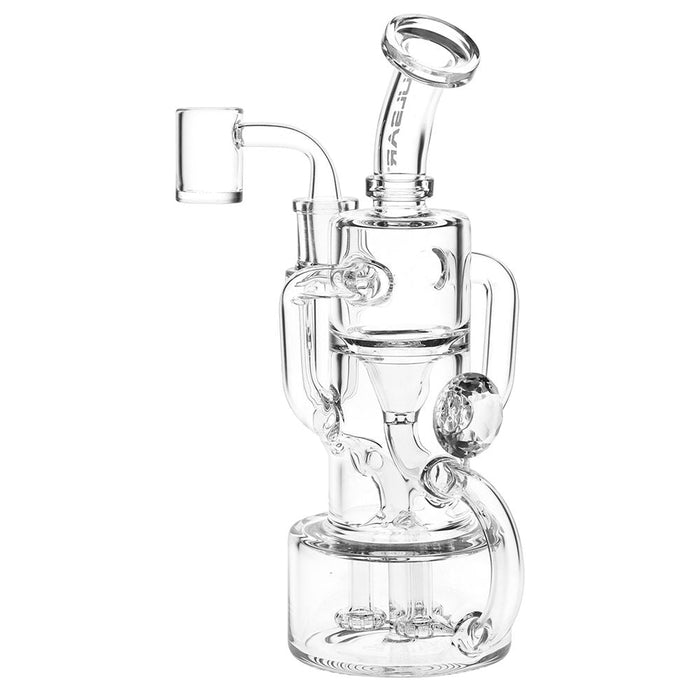 Clear Dab Rig with three percs on a white background