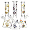 “The Glowing Leaf” Glass Beaker Bong - 10"