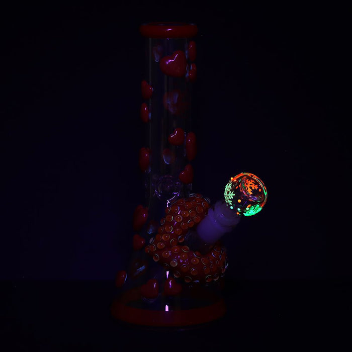 The “Kiss Me” Bong - Glow In Dark 9.75" Beaker