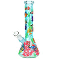 Glass Bong water pipe with underwater scene design on a white background