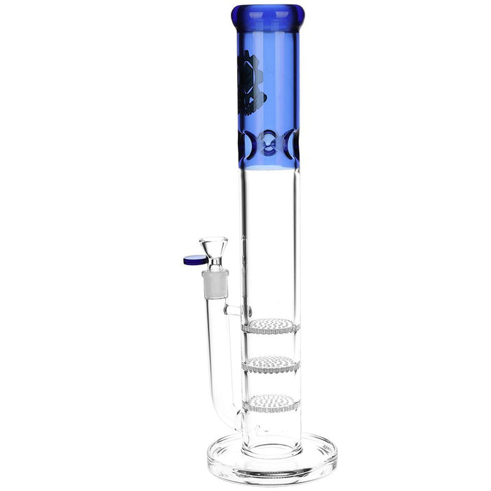 Triple Honeycomb Perc Straight Tube Water Pipe - 15"