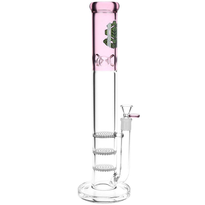 Triple Honeycomb Perc Straight Tube Water Pipe - 15"