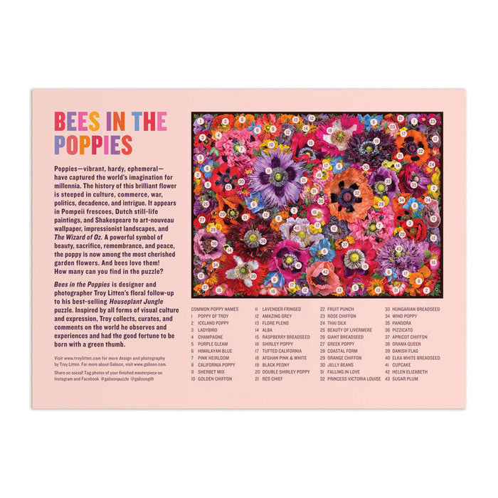 Bees in the Poppies 1000 Piece Puzzle Puzzles Troy Litten