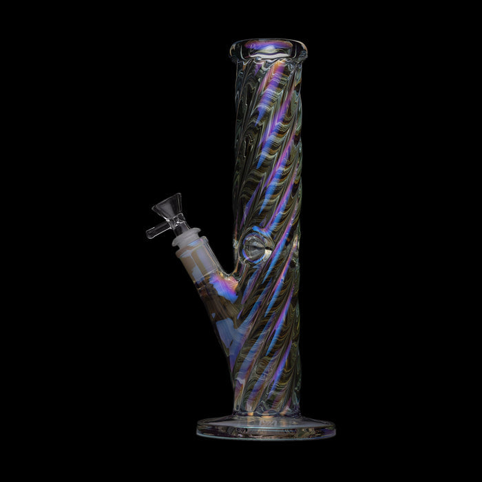 Twisted Iridescent Straight Tube Glass Bong