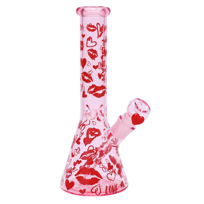Valentine's XOXO Glass Beaker Bong & Heart Pipe Set
