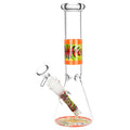 Glass bong with colorful design on a white background