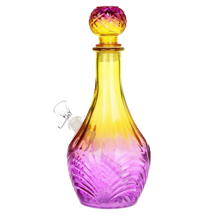 Glass Bong  decanter with a colorful gradient from yellow to purple on a white background