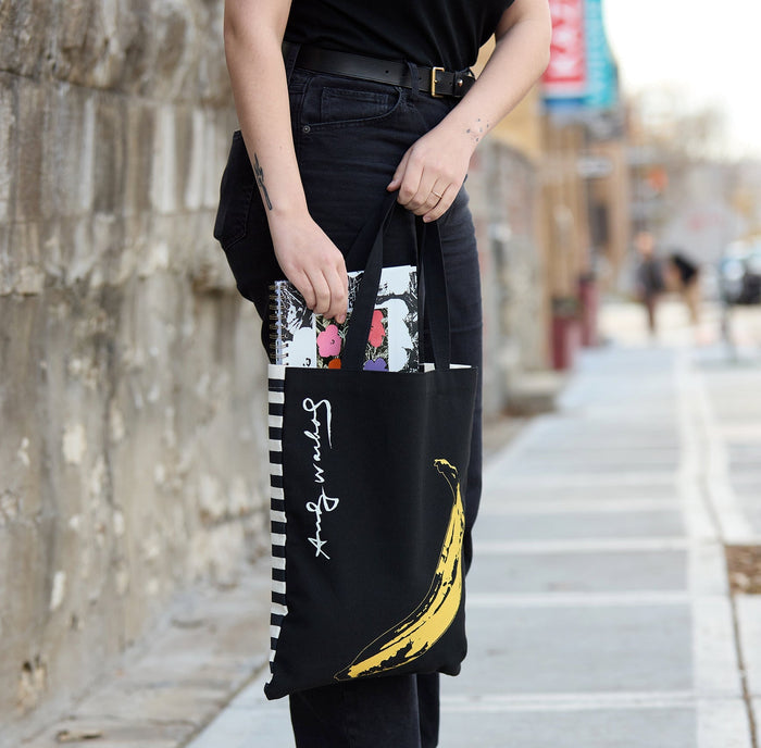 Warhol Banana Canvas Tote Bag - Black Reusable Tote Andy Warhol Foundation For The Visual Arts