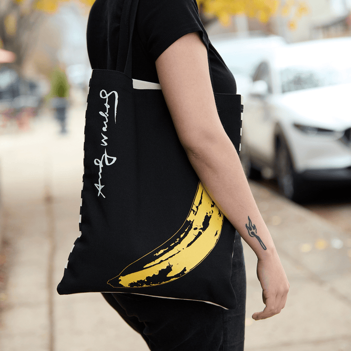Warhol Banana Canvas Tote Bag - Black Reusable Tote Andy Warhol Foundation For The Visual Arts