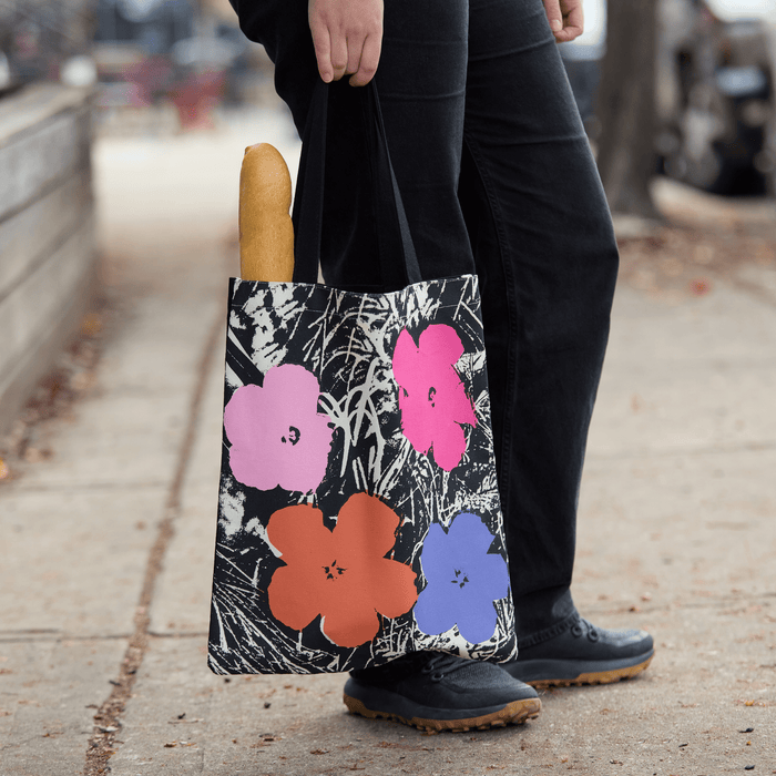 Warhol Flowers Canvas Tote Bag - Pink Tote Bags Andy Warhol Foundation For The Visual Arts
