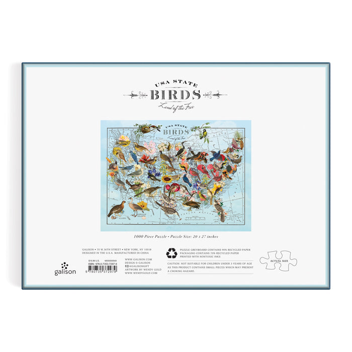 Wendy Gold State Birds 1000 Piece Puzzle Galison